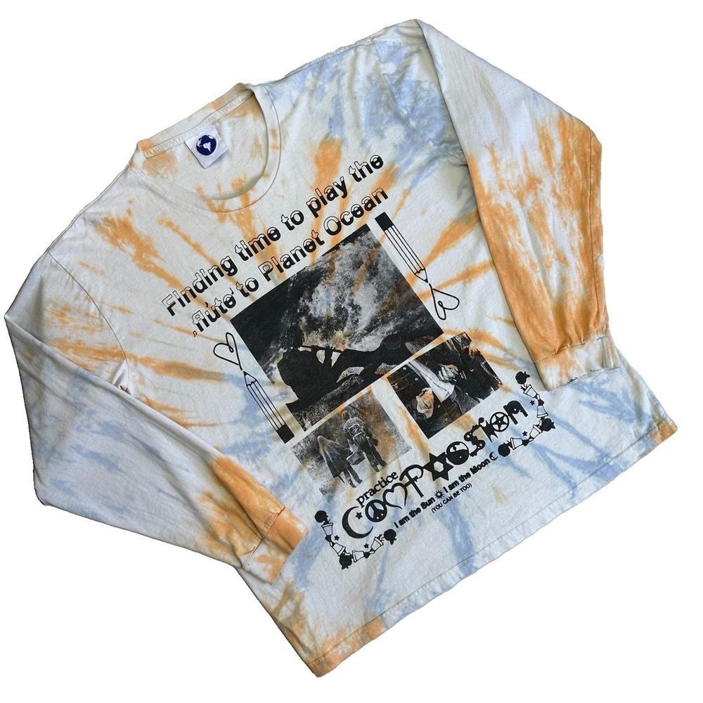 Online Ceramics Play the Flute Tie Dye Long Sleeve T Shirt Men XL Multicolor